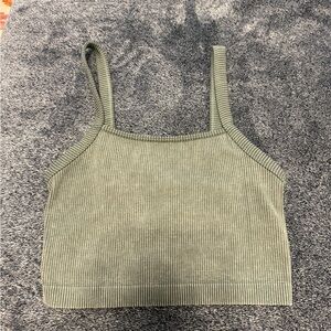 Colsie Olive Ribbed Crop Top